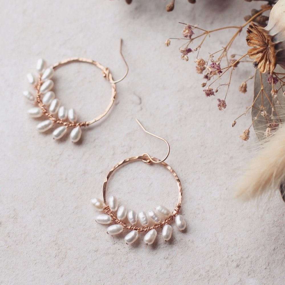 Joanna Reed Bridal Hoop Pearl Earrings
